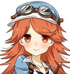  brown_eyes brown_hair goggles goggles_on_headwear granblue_fantasy hat highres long_hair looking_at_viewer mary_(granblue_fantasy) orange_eyes orange_hair shika_tsui smile solo 