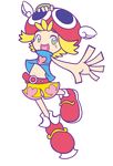  1girl amitie amitie_(puyopuyo) blonde_hair bracelet green_eyes navel official_style open_mouth puyopuyo puyopuyo_fever red_hat short_hair shorts smile wings 