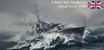 military military_vehicle no_humans ocean original royal_navy ship smokestack tribal-class_destroyer turret union_jack warship watercraft waves world_war_ii 