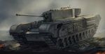  caterpillar_tracks churchill_(tank) ground_vehicle military military_vehicle motor_vehicle no_humans original tank turret world_war_ii 