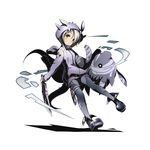  black_legwear divine_gate full_body hair_ornament hairclip hate_(divine_gate) head_tilt holding holding_sword holding_weapon hood hooded_jacket jacket looking_at_viewer official_art shadow short_hair silver_hair solo sword transparent_background ucmm weapon yellow_eyes zipper 