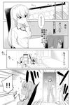  anchovy barefoot bedroom building_block chair comic computer couple embarrassed girls_und_panzer glasses greyscale highres homework keyboard long_hair monochrome multiple_girls nishizumi_maho open_eyes pajamas pillow surprised table teasing television translated yawaraka_black yuri 