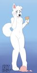  2017 accident akita anthro canine crying cute dessert digital_drawing_(artwork) digital_media_(artwork) dirty_bristles dog food fur ice_cream male mammal open_mouth simple_background solo standing tears tongue white_fur 