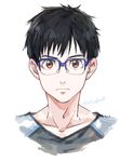  black_hair blue-framed_eyewear brown_eyes fuji_(c-b-s) glasses katsuki_yuuri male_focus upper_body yuri!!!_on_ice 