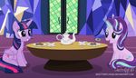  2017 cookie crystal cup cutie_mark door duo equine feathered_wings feathers female feral food friendship_is_magic hair hi_res horn inside magic mammal multicolored_hair my_little_pony purple_eyes purple_feathers shutterflyeqd smile starlight_glimmer_(mlp) table teapot twilight_sparkle_(mlp) unicorn winged_unicorn wings 
