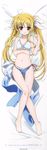  absurdres artist_request ass_visible_through_thighs bare_arms bare_legs bare_shoulders bed_sheet bikini blonde_hair blue_bikini_bottom blush dakimakura fate_testarossa flat_chest from_above full_body hair_ribbon highres huge_filesize lace lace-trimmed_bikini long_hair looking_at_viewer lyrical_nanoha mahou_shoujo_lyrical_nanoha mismatched_bikini navel official_art open_mouth red_eyes ribbon shiny shiny_hair shiny_skin side-tie_bikini smile solo swimsuit teeth thigh_gap twintails very_long_hair white_bikini_top 