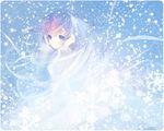  blue_eyes long_hair megurine_luka pink_hair puti_devil sad sad_girl_in_snow snow snowflakes snowing solo vocaloid 