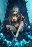  bad_id bad_pixiv_id barefoot breasts cleavage copyright_name death_knight elf feet ice long_hair medium_breasts pointy_ears solo throne warcraft world_of_warcraft yoru_(xueyinye) 