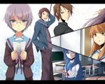  4girls asahina_mikuru asakura_ryouko bad_id bad_pixiv_id cardigan kita_high_school_uniform koizumi_itsuki kouyouen_academy_uniform kyon letterboxed multiple_boys multiple_girls nagato_yuki school_uniform serafuku suzumiya_haruhi suzumiya_haruhi_no_shoushitsu suzumiya_haruhi_no_yuuutsu tsuchifumazu 