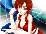  breasts cleavage medium_breasts meiko nail_polish short_hair solo vocaloid zipper 