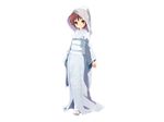  brown_eyes brown_hair hood japanese_clothes kimono nagato_yuki nanabuluku short_hair solo suzumiya_haruhi_no_yuuutsu uchikake veil 