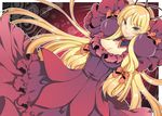  alternate_costume bad_id bad_pixiv_id blonde_hair breasts cleavage dutch_angle frills large_breasts long_hair ribbon roh_nam_kyung solo touhou very_long_hair yakumo_yukari 