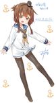  :d alternate_costume anchor anchor_symbol black_legwear brown_eyes brown_hair cosplay dated dress folded_ponytail gurande_(g-size) hairband hat headgear highres inazuma_(kantai_collection) kantai_collection long_hair long_sleeves lowleg_pantyhose mini_hat no_shoes open_mouth pantyhose ponytail sailor_collar sailor_dress shirt signature simple_background smile solo tied_shirt tokitsukaze_(kantai_collection) tokitsukaze_(kantai_collection)_(cosplay) white_background 