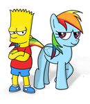 bart_simpson clothing crossover cutie_mark equine feathered_wings feathers female feral friendship_is_magic hair human larrychan_(artist) male mammal multicolored_hair my_little_pony pegasus rainbow_dash_(mlp) rainbow_hair smile the_simpsons wings 