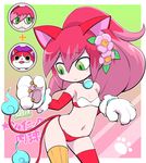  animal_ears bell bell_collar bikini blush cat_ears cat_paws cat_tail collar cosplay cowboy_shot elbow_gloves fire flower gloves green_eyes hair_flower hair_ornament high_ponytail jibanyan jibanyan_(cosplay) long_hair mismatched_bikini multicolored_hair multiple_tails navel nollety notched_ear paws pink_hair red_bikini_bottom solo swimsuit tail tail-tip_fire thighhighs tsubakihime_(youkai_watch) two-tone_hair two_tails white_bikini_top youkai youkai_watch 
