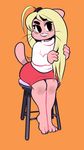  anthro blonde_hair cartoon_network cat clothing crossgender eyelashes feline female fur gumball_watterson hair mammal pink_fur sitting skirt solo stool sweater the_amazing_world_of_gumball unknown_artist whiskers young 