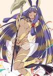  :o barefoot bracelet breasts commentary_request dark_skin earrings egyptian egyptian_clothes facial_mark fate/grand_order fate_(series) hairband hoop_earrings jewelry long_hair looking_at_viewer medium_breasts medjed multicolored_hair mutou_kurihito nitocris_(fate/grand_order) open_mouth purple_eyes purple_hair sidelocks solo staff two-tone_hair underboob very_long_hair 