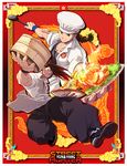  alternate_costume apron baggy_pants bamboo_steamer braid brothers brown_hair character_name chef_hat chef_uniform copyright_name food hat ladle male_focus multiple_boys osanpogakari pants siblings single_braid solo_focus street_fighter street_fighter_iv_(series) twins waist_apron yang_lee yun_lee 