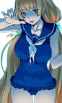  :p angela_balzac blonde_hair blue_eyes breasts large_breasts long_hair looking_at_viewer one-piece_swimsuit rakuen_tsuihou sailor_collar sailor_one-piece_swimsuit smile solo swimsuit tongue tongue_out zzing 