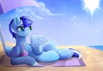  blue_eyes blue_feathers blue_fur blue_hair day equine fan_character feathered_wings feathers fur hair hooves magnaluna mammal my_little_pony pegasus sky smile sun wings 