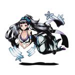  blue_nails boots breasts choker cleavage collarbone divine_gate dress elizabeth_(divine_gate) floating_hair full_body grey_hair hair_ornament heart heart_hands high_heels large_breasts long_hair nail_polish official_art purple_eyes purple_footwear solo transparent_background ucmm very_long_hair 