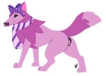  2017 animal_genitalia animal_jam animal_pussy blue_eyes bow canine canine_pussy clothed clothing cum cum_drip cum_in_pussy cum_inside dripping female feral fur hecking looking_at_viewer mammal pink_fur pussy scarf smile solo tongue video_games wolf 