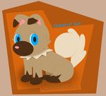  aurapup blue_eyes canine english_text feral fur mammal nintendo paws pok&eacute;mon rockruff simple_background sitting tail_fluff text video_games 