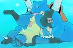  anal anthro balls blastoise blue_background duo lucario male male/male nintendo oral penis pok&eacute;mon precum rimming sex simple_background tohfu tongue tongue_out video_games 