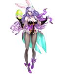  animal_ears bare_shoulders breasts bunny_ears bunny_tail camilla_(fire_emblem_if) choker cleavage easter easter_egg egg elbow_gloves fire_emblem fire_emblem_heroes fire_emblem_if frilled_choker frills full_body gloves hair_over_one_eye hat high_heels highres holding large_breasts leotard long_hair looking_at_viewer maeshima_shigeki official_art overskirt pantyhose purple_choker purple_eyes purple_hair smile solo standing tail thighs transparent_background 