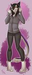  anthro clothed clothing fur hair hoodie juxzebra looking_at_viewer male sergal smile solo standing 