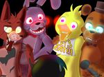  animatronic avian bear bird bonnie_(fnaf) bow_tie canine chica_(fnaf) chicken digital_media_(artwork) eye_patch eyewear five_nights_at_freddy&#039;s fox foxy_(fnaf) freddy_(fnaf) glowing glowing_eyes hat lagomorph machine mammal rabbit robot simple_background top_hat video_games wolfsam 