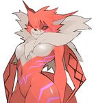  1girl breasts digimon digimon_adventure_tri. fang female fur_collar furry meicrackmon navel neon_trim red_eyes 