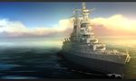 cruiser highres military military_vehicle no_humans ocean original ship shiro_yukimichi turret us_navy uss_indianapolis_(ca-35) warship watercraft waves 