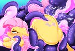  2017 anal blue_eyes blush cutie_mark double_penetration equine female feral fluttershy_(mlp) friendship_is_magic hair half-closed_eyes long_hair mammal my_little_pony pegasus penetration pink_hair pink_tail tentacles theobrobine vaginal wings 