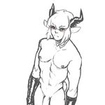  animal_humanoid caprine flaccid goat_humanoid hair horn humanoid humanoid_penis looking_at_viewer male mammal monochrome nipple_piercing nipples nox_(artist) penis piercing sketch solo standing 