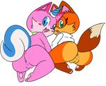 &lt;3 anthro anus blue_eyes canine duo equine eyelashes eyewear feline female fox fur glasses green_eyes horn horse hybrid looking_at_viewer looking_back mammal open_mouth orange_fur pink_fur presenting pussy sceience_fox_(character) the_lego_movie tongue unikitty unikitty_show_(copyright) unknown_artist 