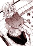  blush_stickers covered_nipples glasses joy-con kusanagi_tonbo monochrome nintendo_switch original pantyhose short_hair smile solo sweater 