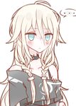  ... 1girl black_choker blue_eyes blush bra_strap braid choker collarbone eyebrows_visible_through_hair highres ia_(vocaloid) kvlen long_hair looking_at_viewer silver_hair solo speech_bubble twin_braids vocaloid 