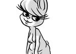  2017 anthro areola breasts buckteeth disney fan_character female greyscale inkyfrog lagomorph looking_at_viewer mammal maxine_d&#039;lapin monochrome navel nipples nude rabbit simple_background slightly_chubby smile solo teeth white_background zootopia 