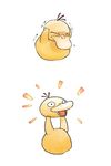  bird disembodied_head duck gen_1_pokemon holding_head no_humans pokemon pokemon_(creature) psyduck separated simple_background solo trembling what white_background yagi_mutsuki 