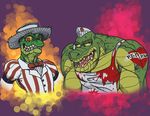  anthro apron blood bow_tie clothing crocodile crocodilian hat reptile scalie tattoo the_homicidal_fish_monger the_ticket_taker uncle-bang 