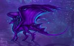 claws dragon feral horn membranous_wings purple_scales scales selianth smile solo spines standing wings 