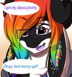 2017 anthro cetacean clothed clothing dialogue dragon english_text eyewear female glasses hair horn hybrid jojo_(rainbowscreen) mammal marine multicolored_hair open_mouth orca penelope rainbow_hair rainbowscreen simple_background smile solo text whale 