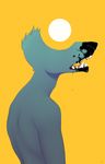  abstract anthro artsy bearra canine drooling eyeless fangs fur male mammal moon open_mouth saliva simple_background solo teeth 