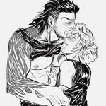  2boys abs blush drooling final_fantasy final_fantasy_xv gladiolus_amicitia male_focus multiple_boys muscle naughty_face nipples pecs prompto_argentum saliva smile sweat tattoo undressing yaoi 