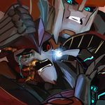  alien autobot blue_eyes crying cybertronian digital_media_(artwork) forced frown gore humanoid knock_out_(transformer) living_machine machine not_furry open_mouth ratchet_(transformer) red_eyes robot tears teeth torch transformers transformers_prime tricotron weapon wounded 