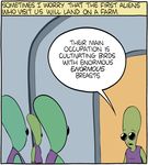  alien ambiguous_gender border clothed clothing comic dialogue digital_media_(artwork) english_text group humor not_furry open_mouth saturday_morning_breakfast_cereal text what white_border wide_eyed 