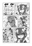  &gt;_&lt; :d =_= ahoge braid cheek_bulge closed_eyes comic fingerless_gloves gloves greyscale hair_flaps hair_ornament hair_over_shoulder hair_ribbon hairband hairclip halftone highres jako_(jakoo21) kantai_collection looking_to_the_side monochrome multiple_girls murasame_(kantai_collection) necktie open_mouth pleated_skirt pointing_to_the_side remodel_(kantai_collection) ribbon scarf school_uniform serafuku shaded_face shaking_head shigure_(kantai_collection) shiratsuyu_(kantai_collection) single_braid skirt smile sweatdrop tearing_up tears the_yuudachi-like_creature toothache translated yuudachi_(kantai_collection) 