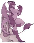  anthro bat bearra breasts dragon female horn hybrid mammal nipples nude open_mouth smile solo standing wings 