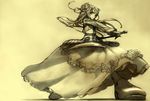  armor dress frills long_hair looking_back original solo sword twintails weapon xyh 